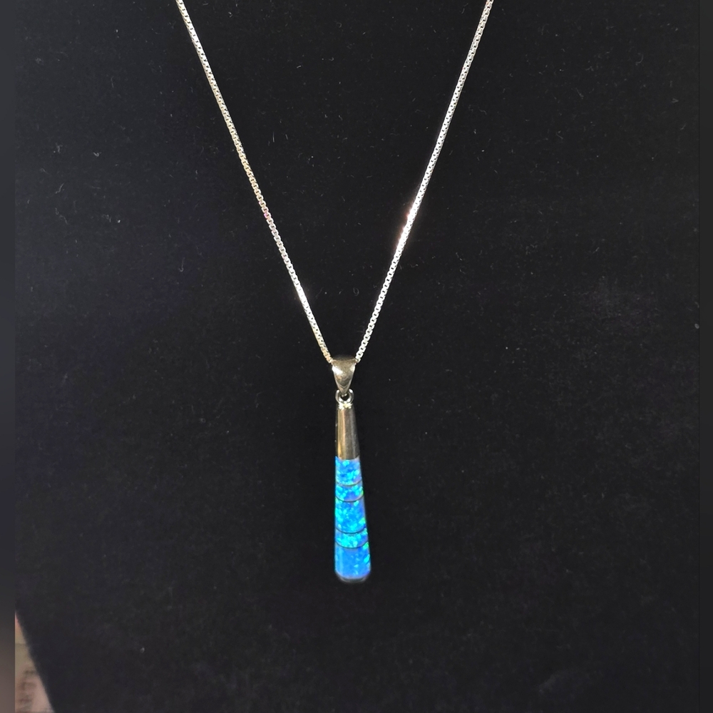 Blue Opal Sterling Silver Necklace